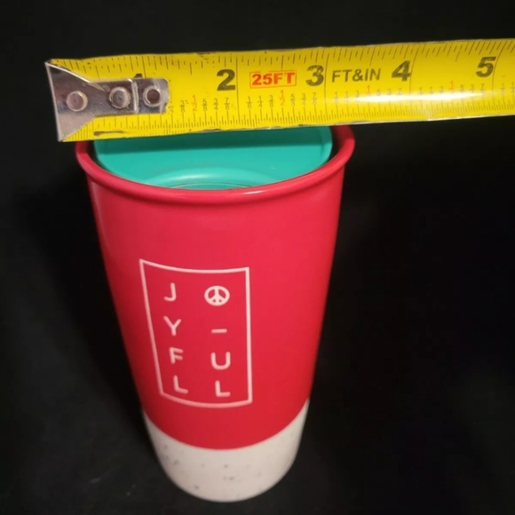 New NoTagStarbucks 2017 Holiday Red Joyful Ceramic Traveler 12 fl oz Tumbler Mug - Picture 9 of 9
